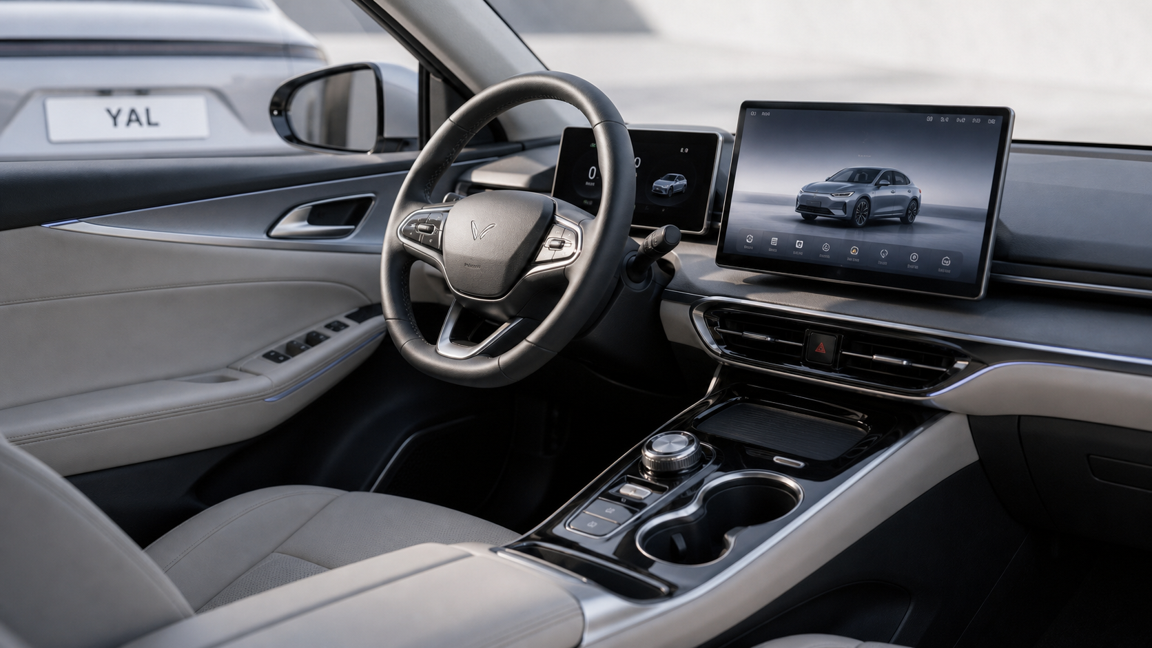 Detalle interior con sensacion premium y tecnologia del auto electrico